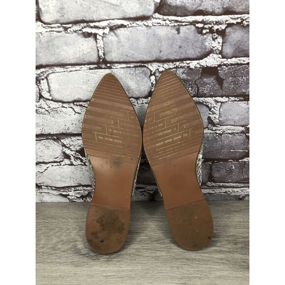 Maypie Ivory Black Snake Skin Print Pointed Toe Flats Mules Women Sz 7M US/38EU - Picture 10 of 16